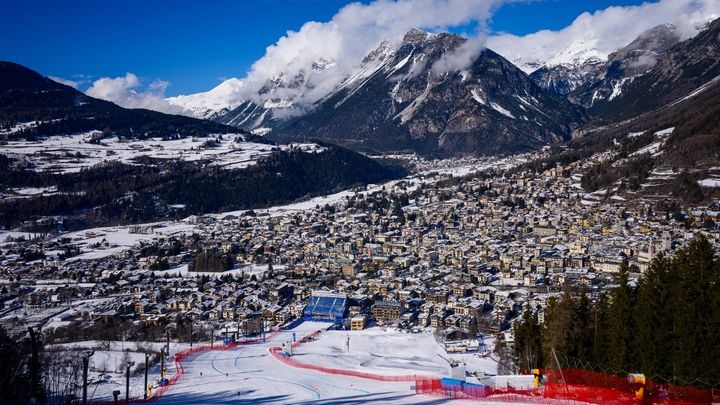 La piste du Stelvio &agrave; Bormio, th&eacute;&acirc;tre des &eacute;preuves de ski alpin masculin lors des JO 2026 de Milan Cortina. (AFP)