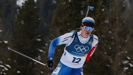 Sondre Slettemark participe &agrave; sa premi&egrave;re course olympique &agrave; Anterselva, le 10 f&eacute;vrier 2026. (ODD ANDERSEN / AFP)
