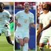 Manu Kon&eacute;, Adrien Rabiot, Michael Olise avec les Bleus contre le Maroc en quarts de finale de la Coupe du monde, le 9 juillet 2026. (AFP)